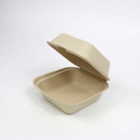 TOTAL PAPERS Total Papers Single Compartment Clamshell Container, 6", Wheat Stalk Fiber, 500 pcs. WS-B003